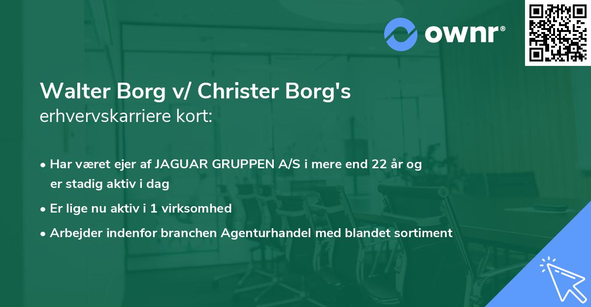 Walter Borg v/ Christer Borg's erhvervskarriere kort