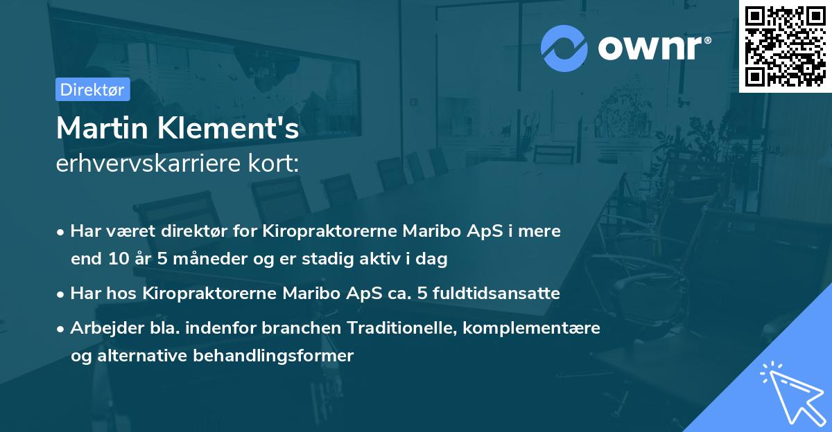 Martin Klement's erhvervskarriere kort