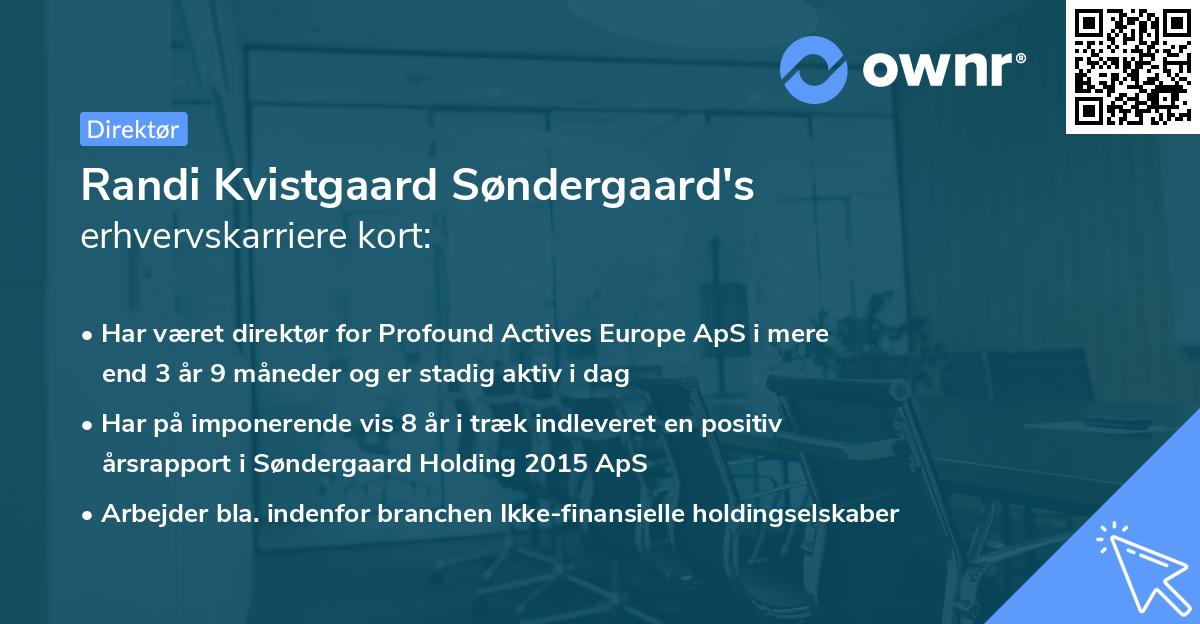Randi Kvistgaard Søndergaard's erhvervskarriere kort
