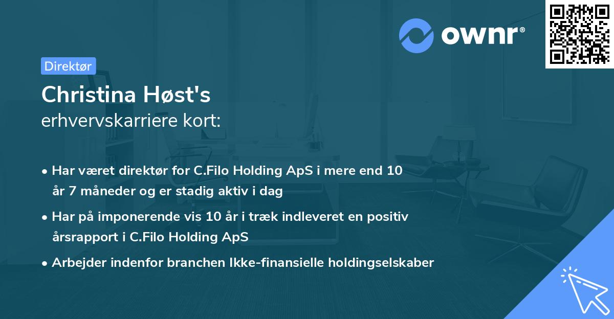 Christina Høst's erhvervskarriere kort