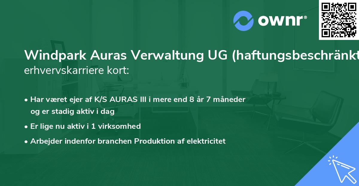 Windpark Auras Verwaltung UG (haftungsbeschränkt)'s erhvervskarriere kort
