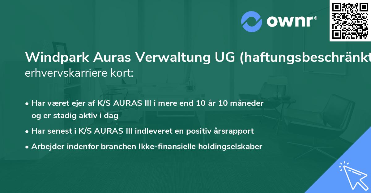 Windpark Auras Verwaltung UG (haftungsbeschränkt)'s erhvervskarriere kort
