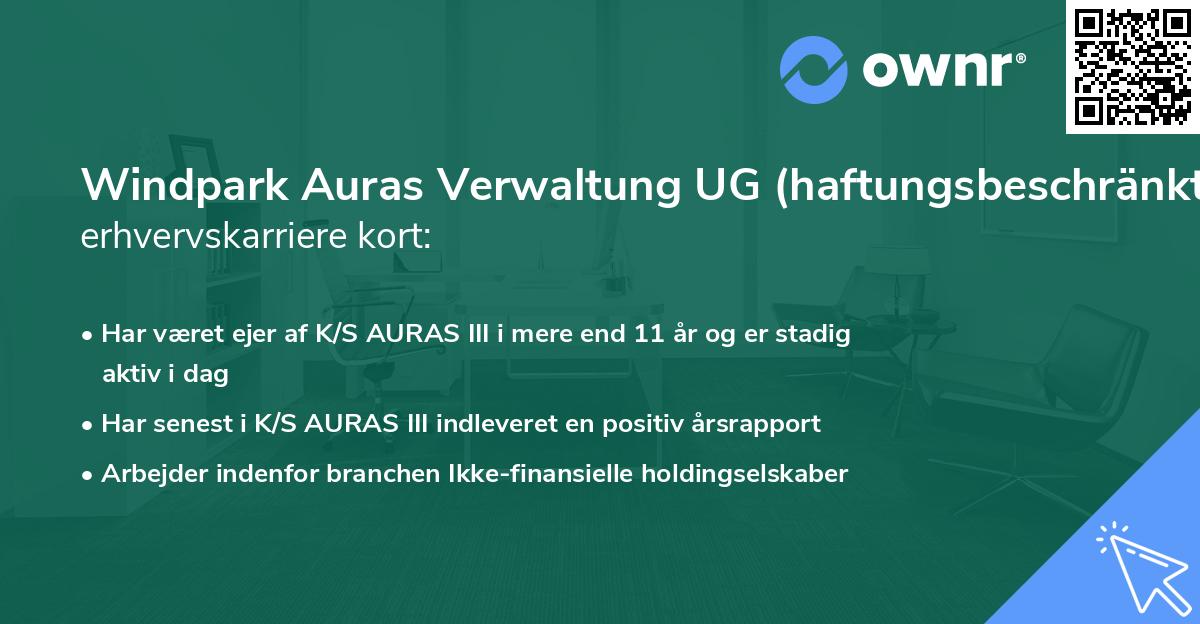 Windpark Auras Verwaltung UG (haftungsbeschränkt)'s erhvervskarriere kort