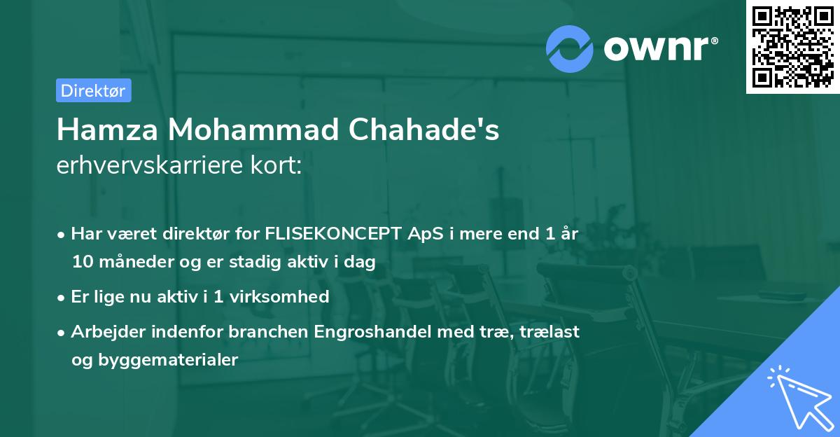 Hamza Mohammad Chahade's erhvervskarriere kort