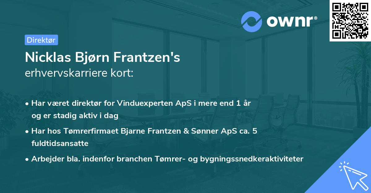Nicklas Bjørn Frantzen's erhvervskarriere kort
