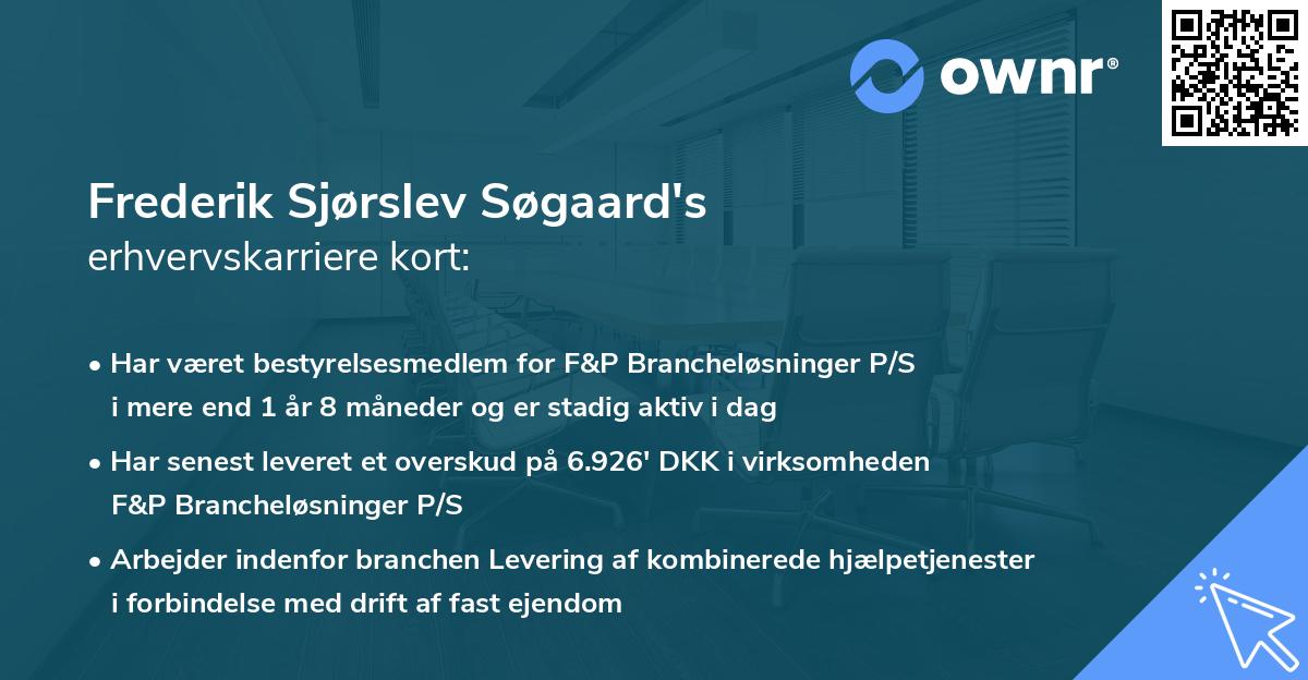Frederik Sjørslev Søgaard's erhvervskarriere kort