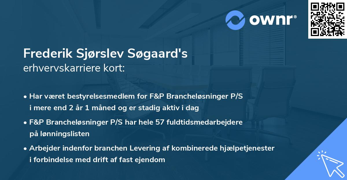 Frederik Sjørslev Søgaard's erhvervskarriere kort