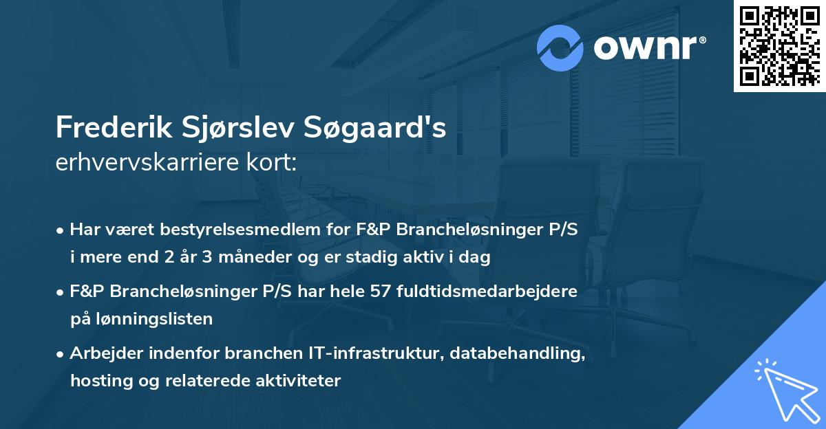 Frederik Sjørslev Søgaard's erhvervskarriere kort