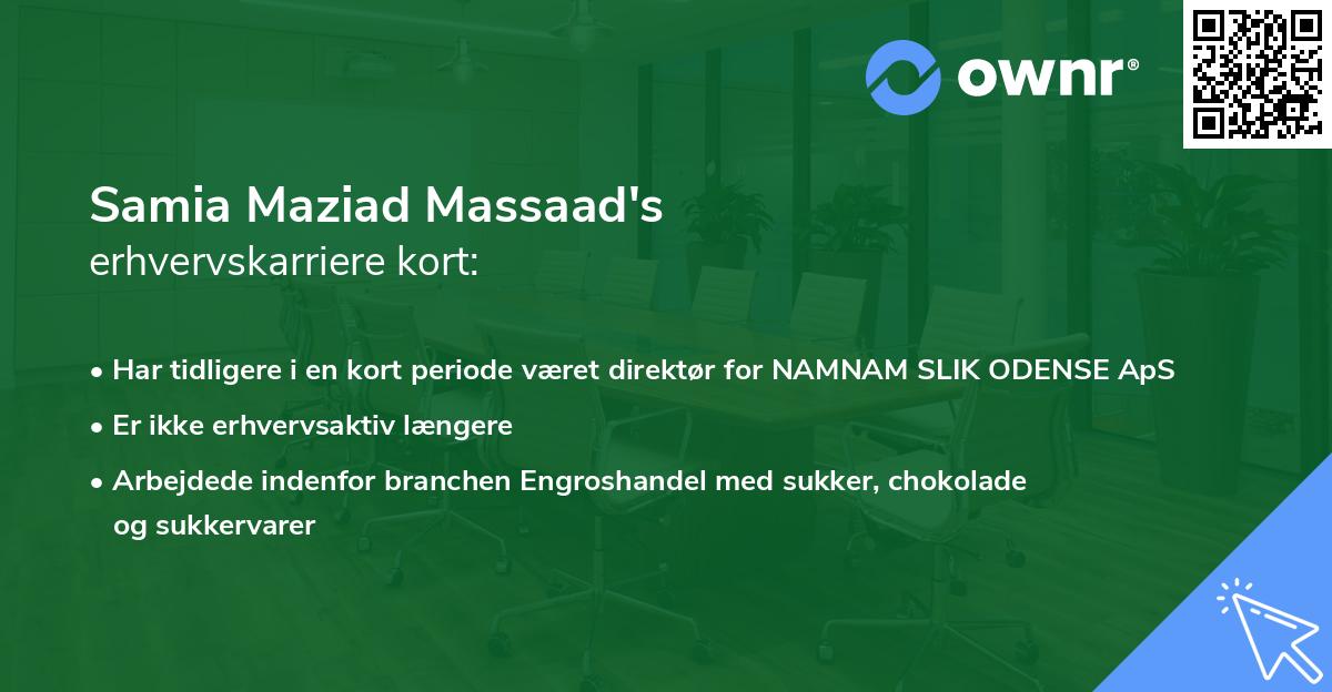 Samia Maziad Massaad's erhvervskarriere kort