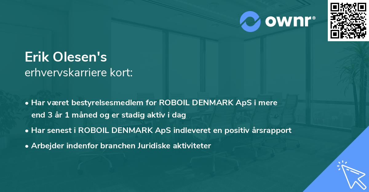 Erik Olesen's erhvervskarriere kort