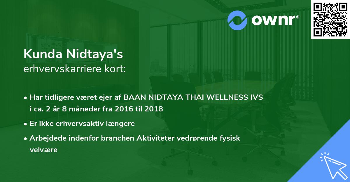 Kunda Nidtaya's erhvervskarriere kort