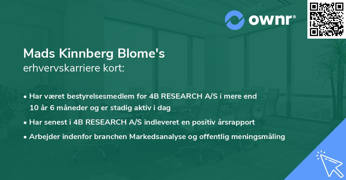 Mads Kinnberg Blome's erhvervskarriere kort