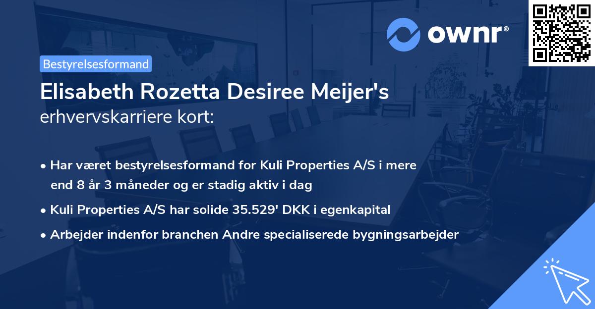 Elisabeth Rozetta Desiree Meijer's erhvervskarriere kort