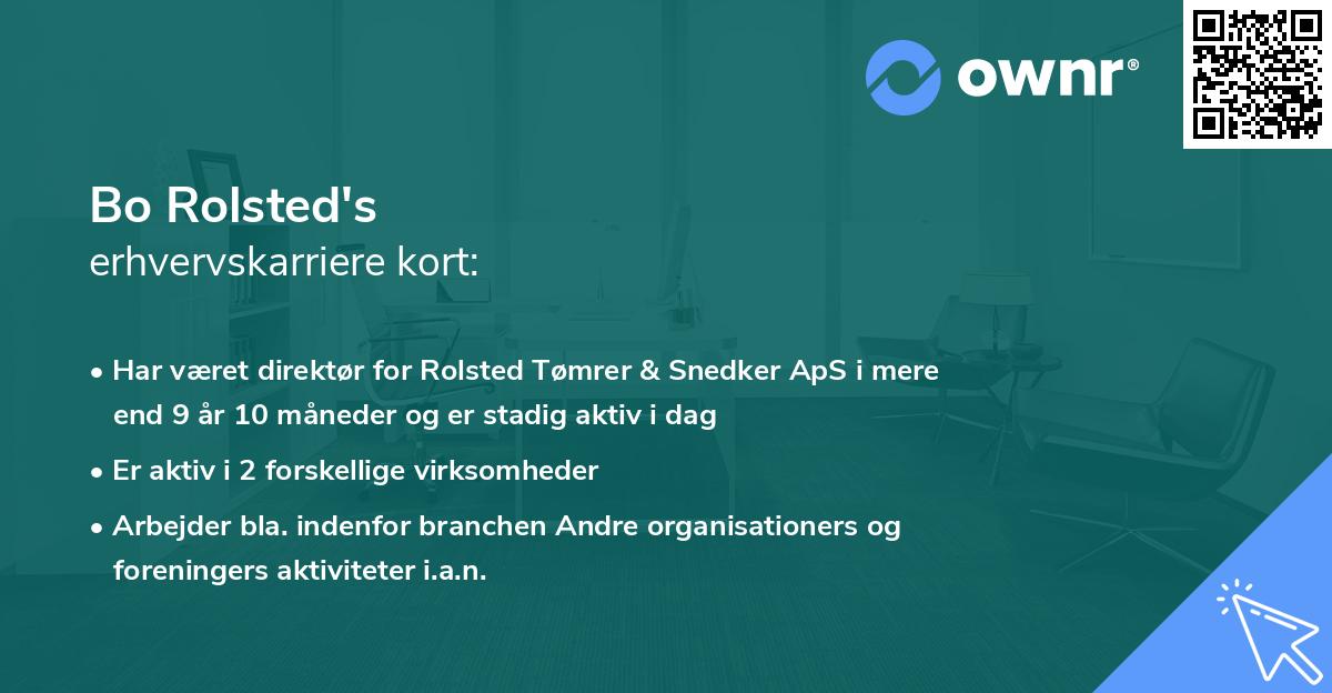 Bo Rolsted's erhvervskarriere kort