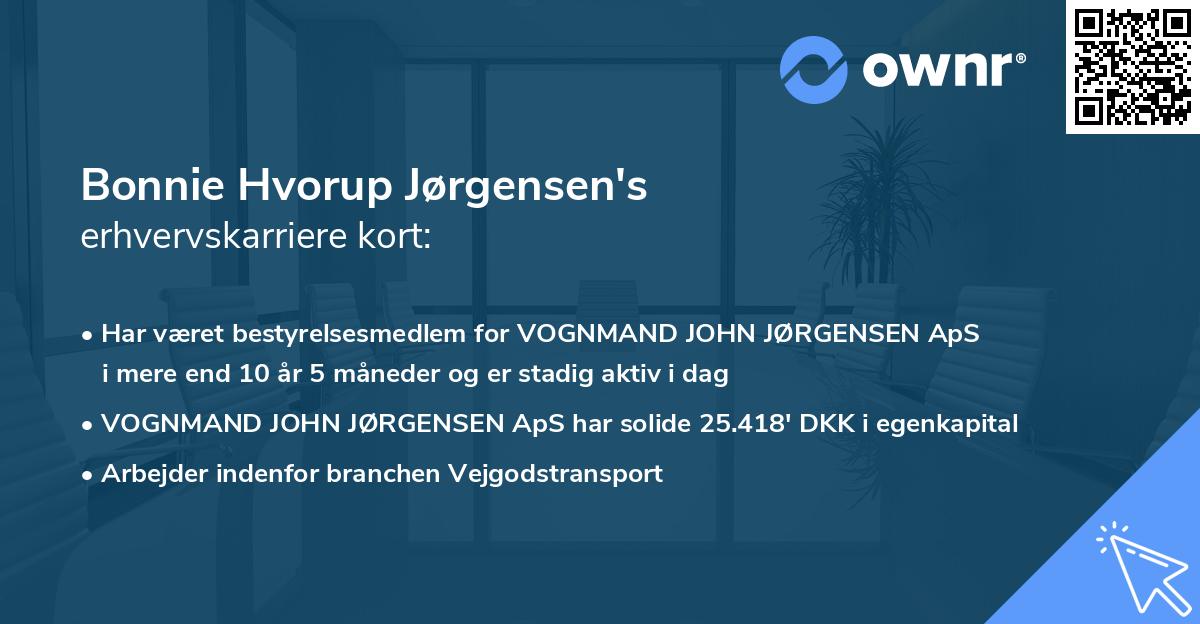 Bonnie Hvorup Jørgensen's erhvervskarriere kort