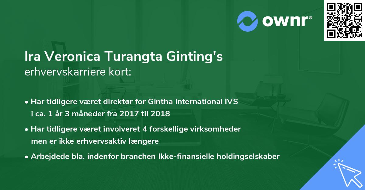 Ira Veronica Turangta Ginting's erhvervskarriere kort