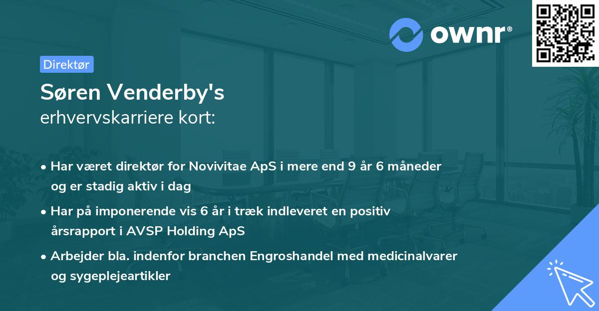 Søren Venderby's erhvervskarriere kort