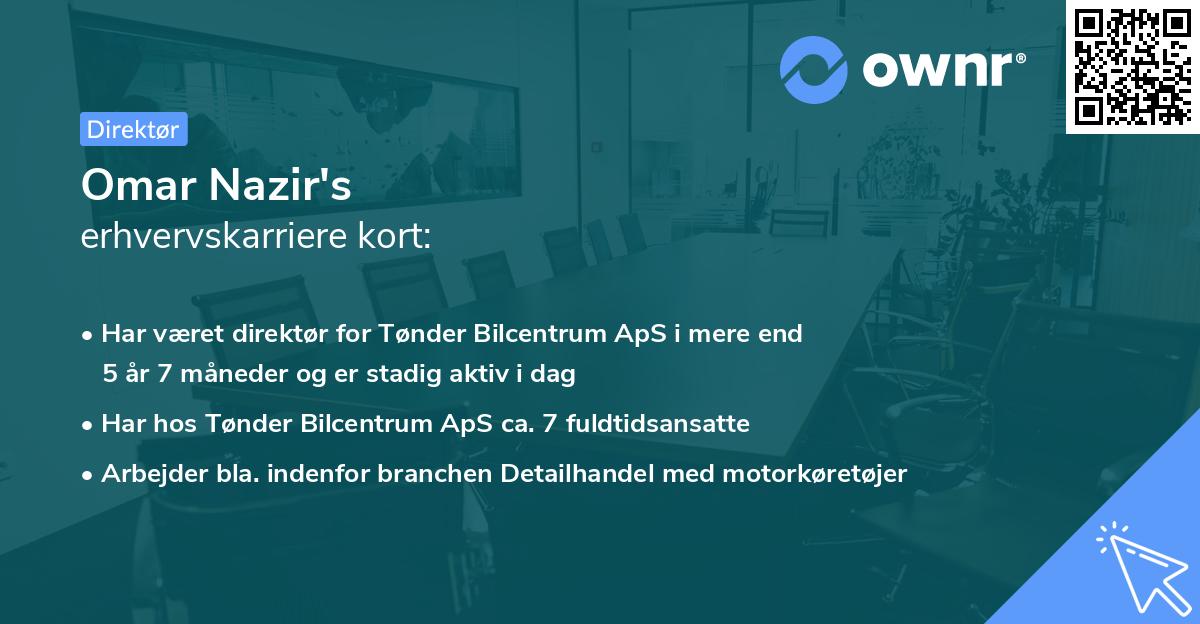 Omar Nazir's erhvervskarriere kort