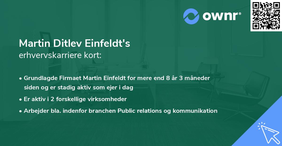 Martin Ditlev Einfeldt's erhvervskarriere kort