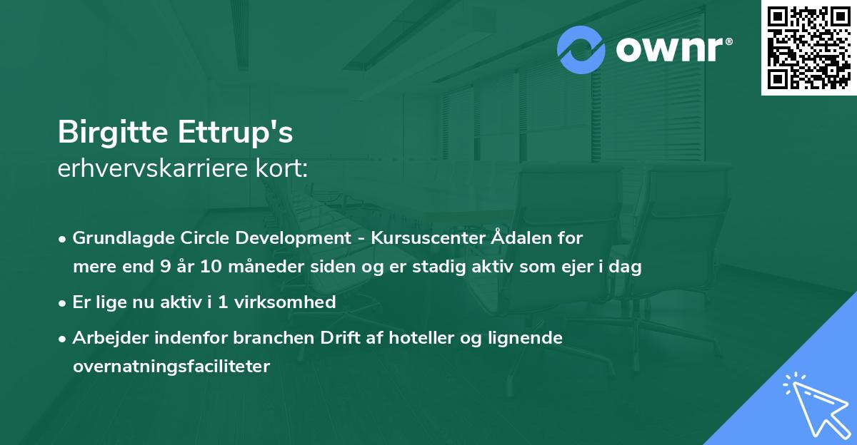 Birgitte Ettrup's erhvervskarriere kort