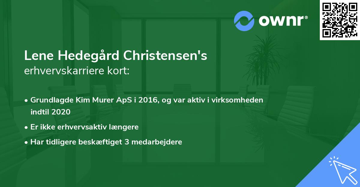 Lene Hedegård Christensen's erhvervskarriere kort