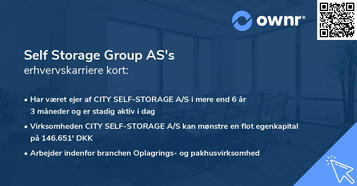 Self Storage Group AS's erhvervskarriere kort