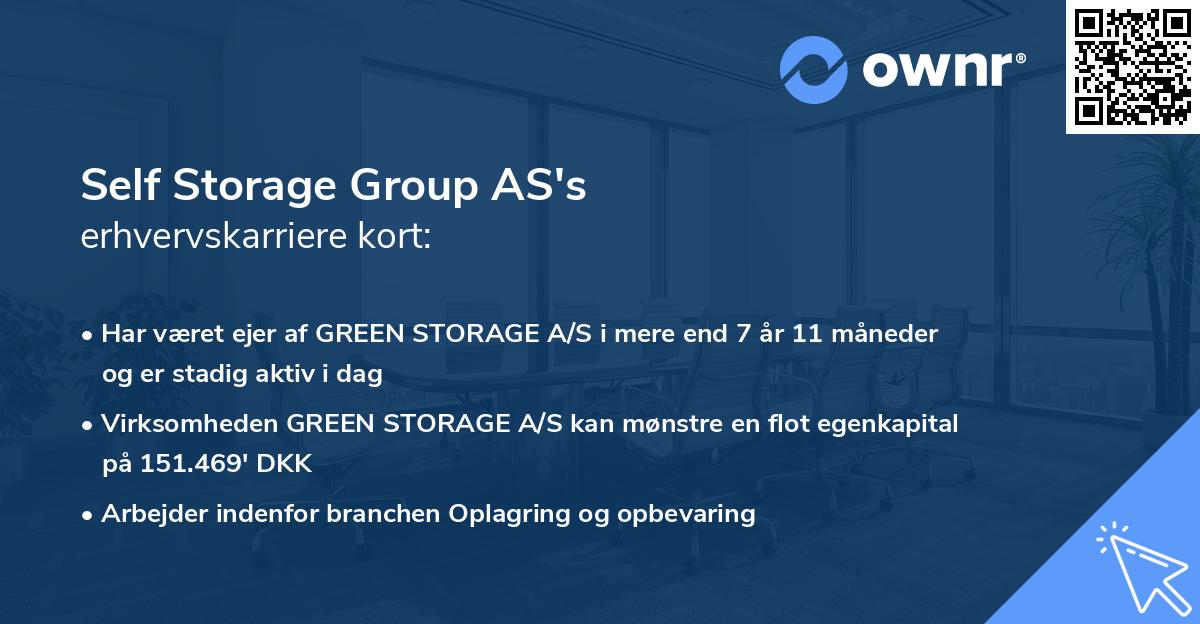 Self Storage Group AS's erhvervskarriere kort