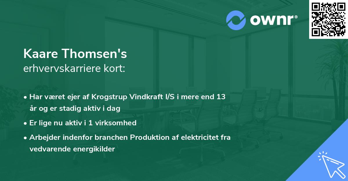 Kaare Thomsen's erhvervskarriere kort