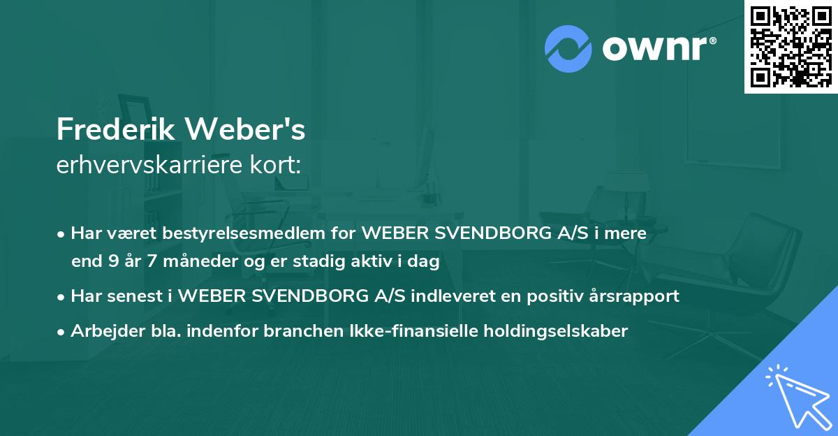 Frederik Weber's erhvervskarriere kort