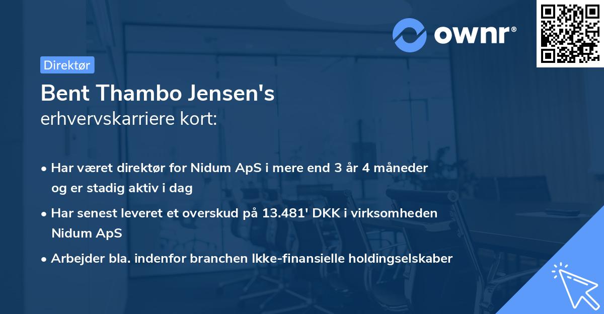 Bent Thambo Jensen's erhvervskarriere kort