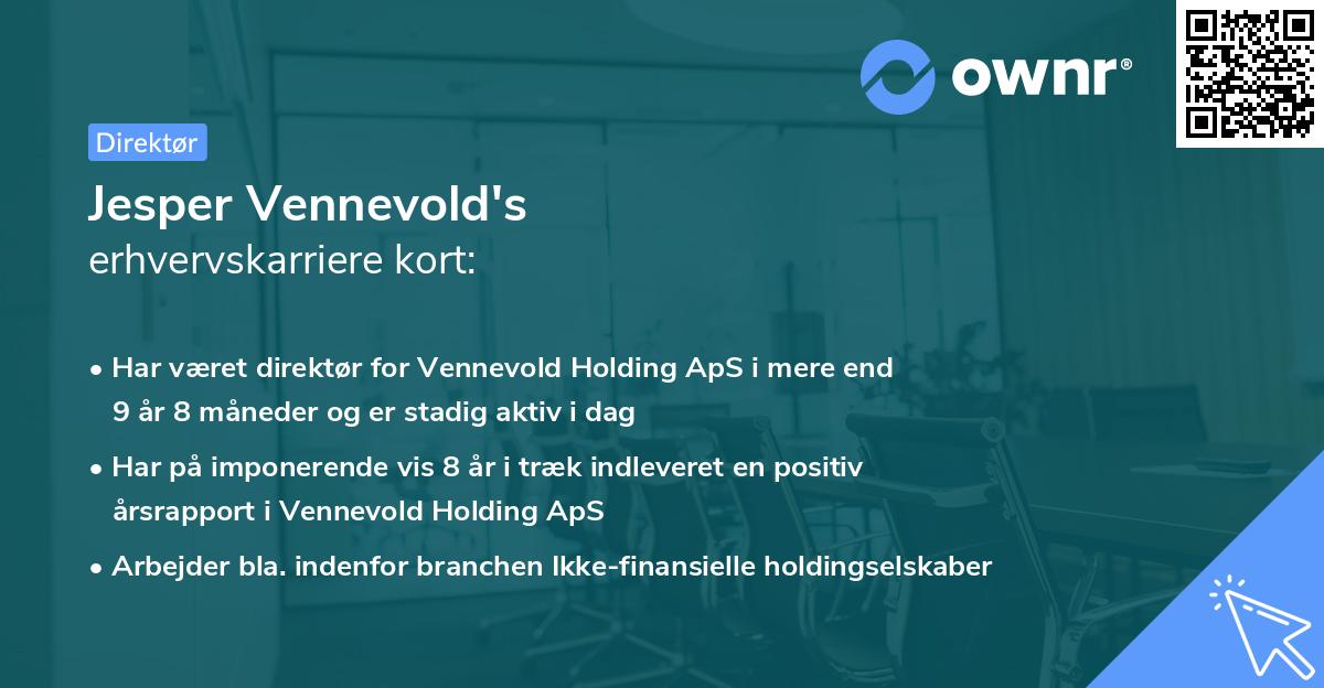 Jesper Vennevold's erhvervskarriere kort