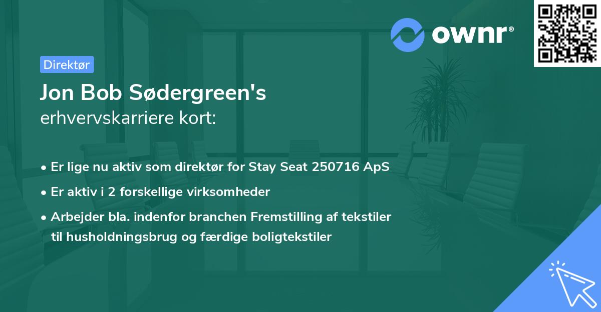 Jon Bob Sødergreen's erhvervskarriere kort