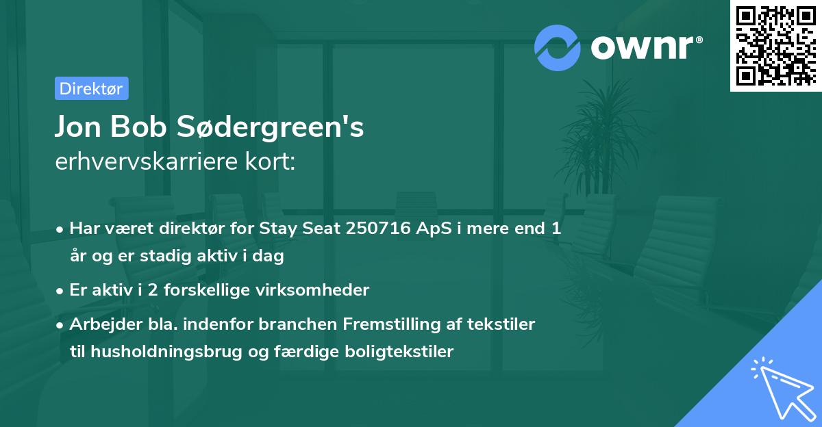 Jon Bob Sødergreen's erhvervskarriere kort