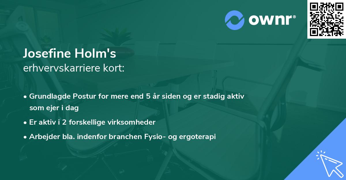 Josefine Holm's erhvervskarriere kort