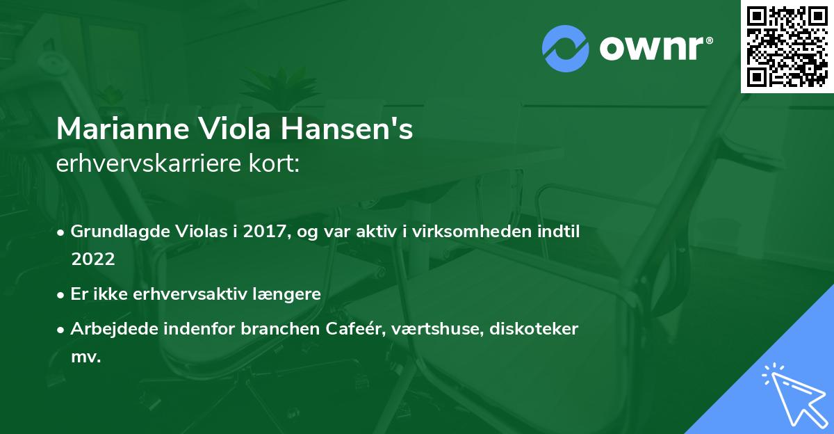 Marianne Viola Hansen's erhvervskarriere kort