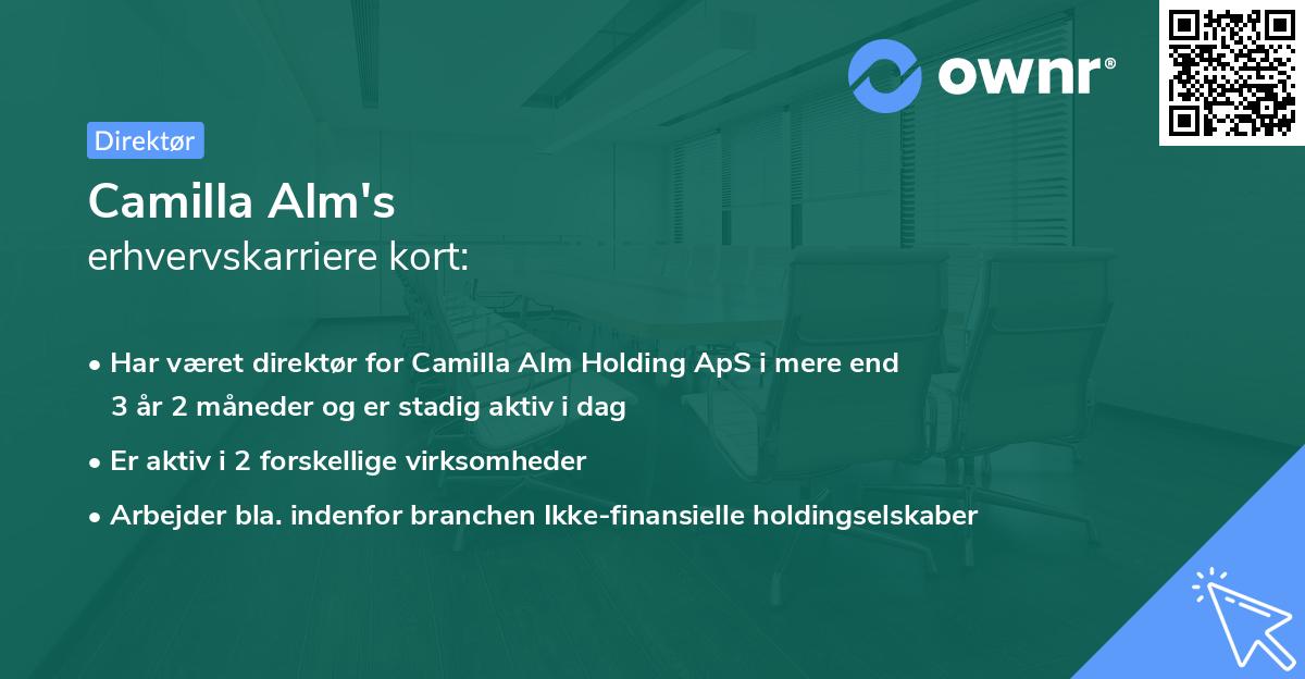 Camilla Alm's erhvervskarriere kort