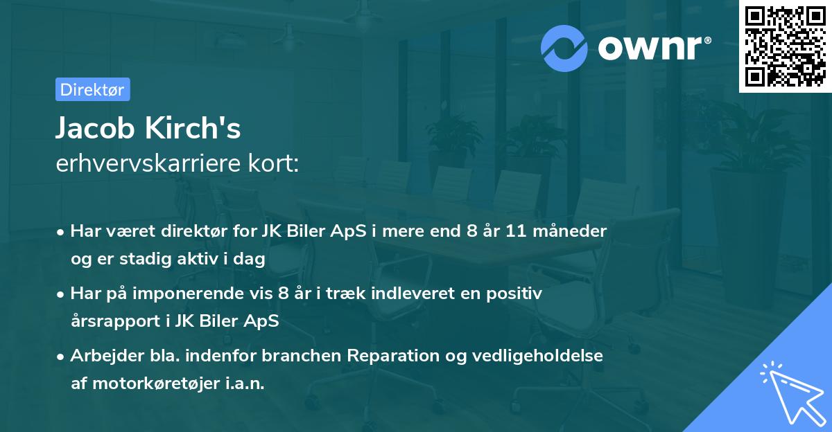 Jacob Kirch's erhvervskarriere kort