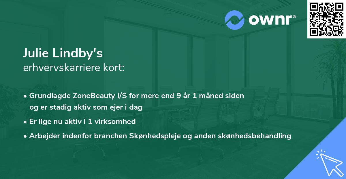 Julie Lindby's erhvervskarriere kort
