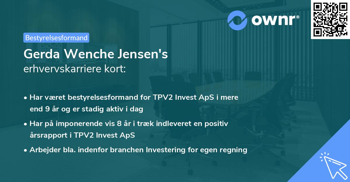 Gerda Wenche Jensen's erhvervskarriere kort