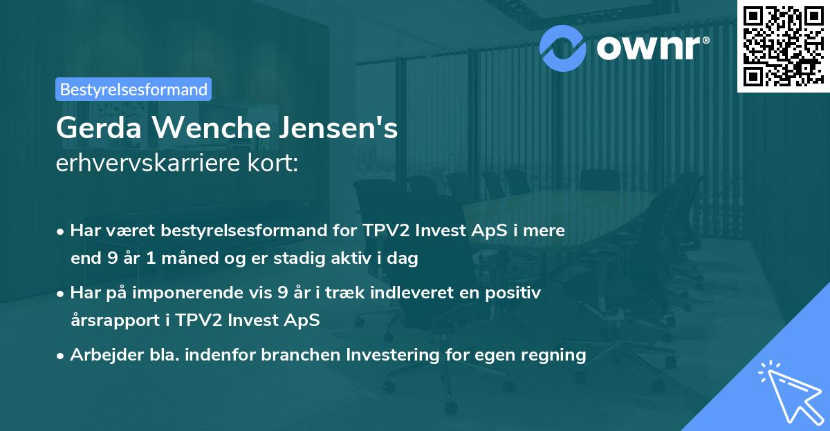Gerda Wenche Jensen's erhvervskarriere kort