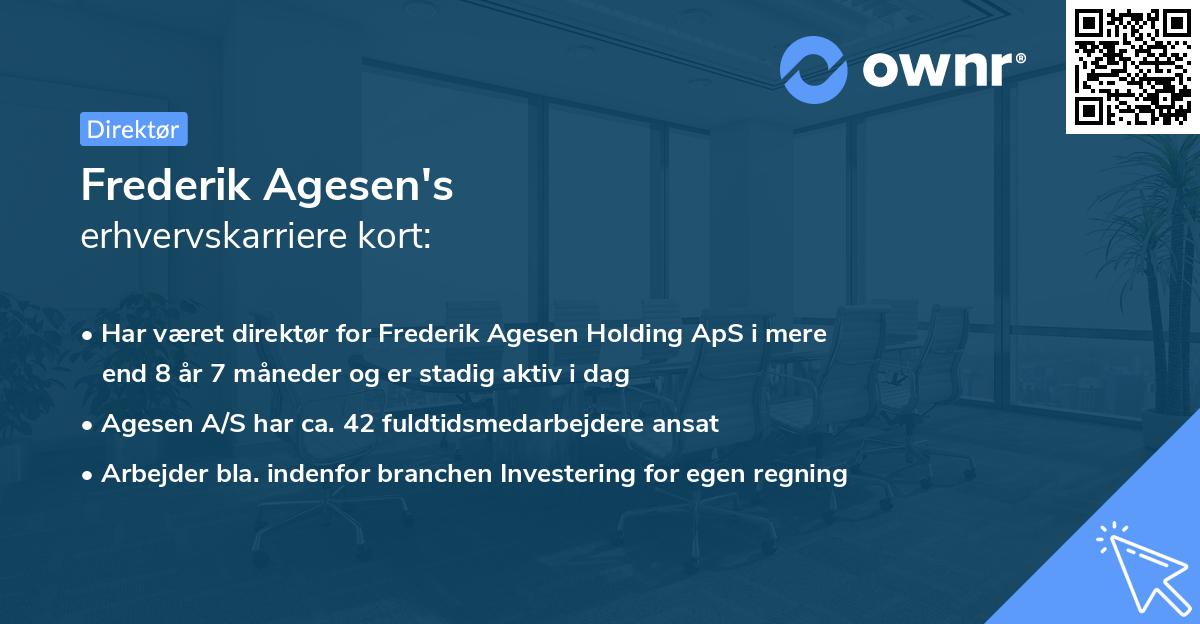 Frederik Agesen's erhvervskarriere kort