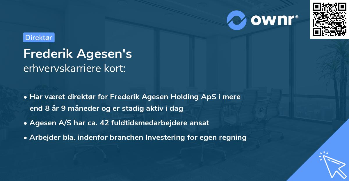 Frederik Agesen's erhvervskarriere kort