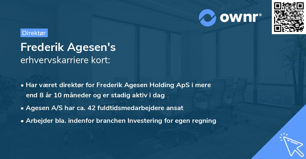 Frederik Agesen's erhvervskarriere kort