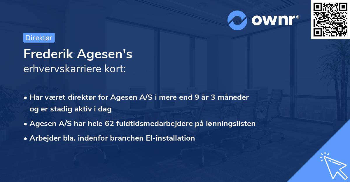 Frederik Agesen's erhvervskarriere kort