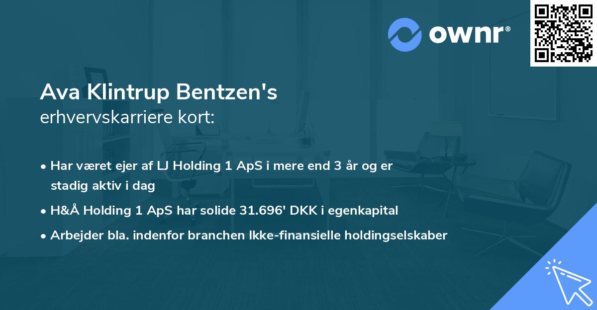 Ava Klintrup Bentzen's erhvervskarriere kort