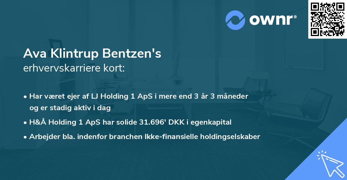 Ava Klintrup Bentzen's erhvervskarriere kort