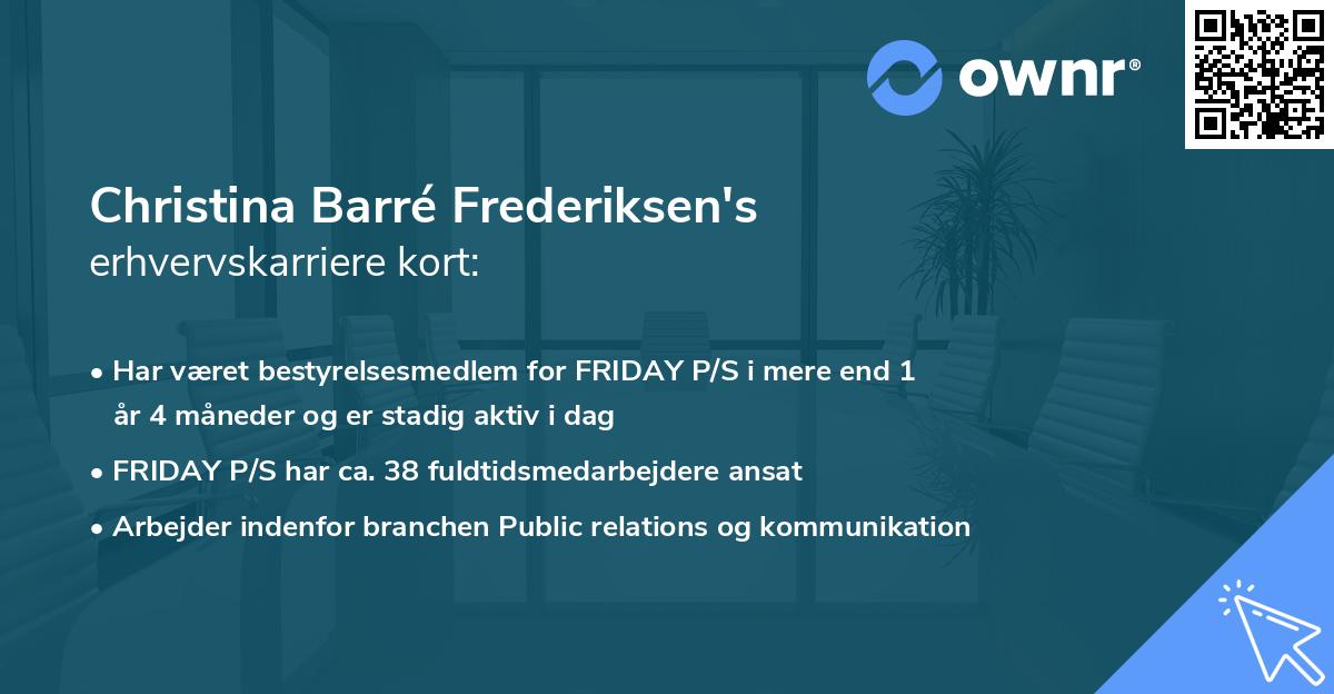 Christina Barré Frederiksen's erhvervskarriere kort