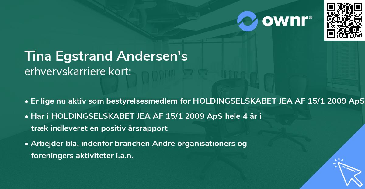 Tina Egstrand Andersen's erhvervskarriere kort