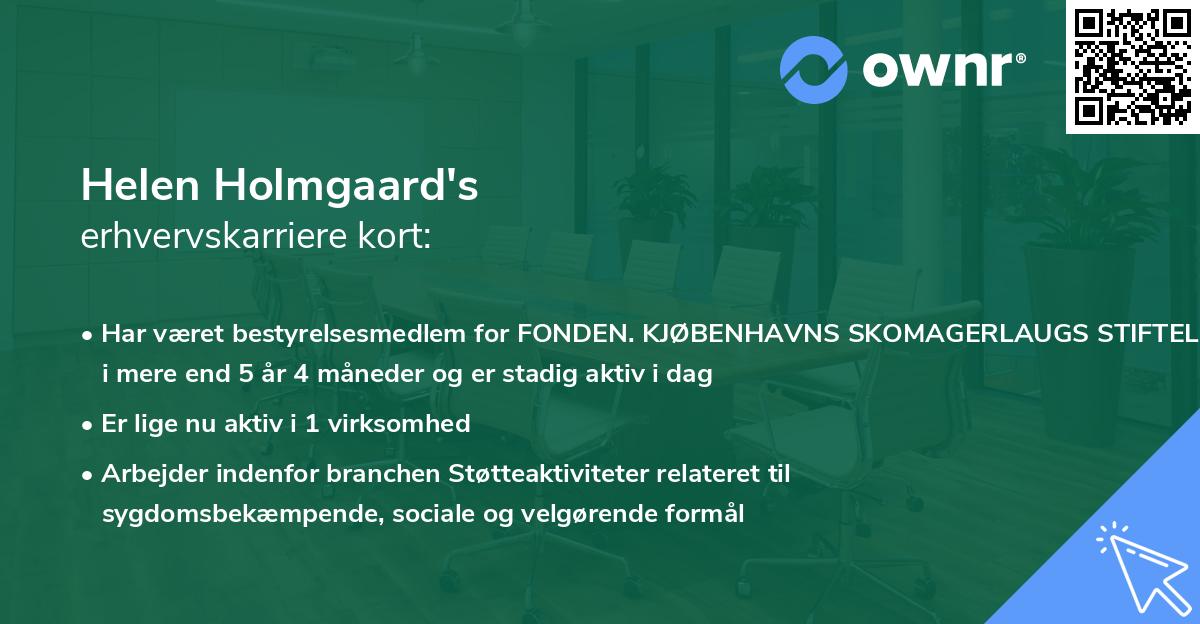 Helen Holmgaard's erhvervskarriere kort
