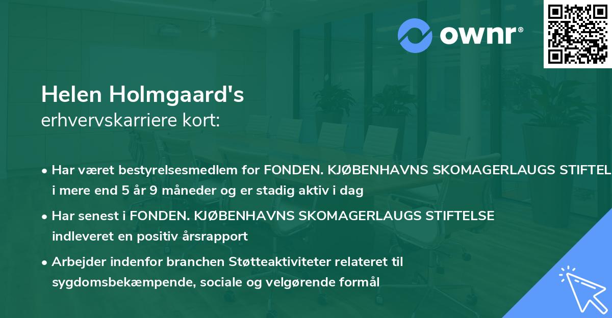 Helen Holmgaard's erhvervskarriere kort